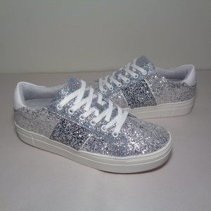 Aldo Size 7.5 M Eur 38 CONNEWITZ Silver Sparkle Lace Sneakers New Women's Shoes
